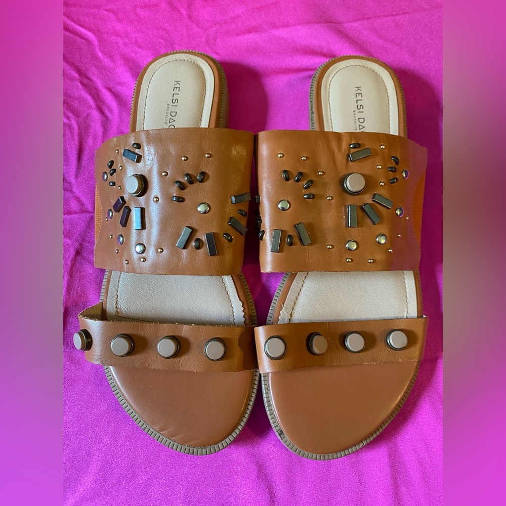 Kelsi Dagger Brown Studded Sandals